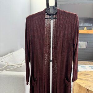 Lisa Rinna open-front duster-length long cardigan with front patch pockets